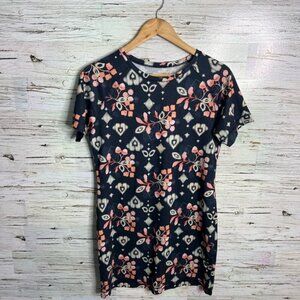 Helly Hansen floral tee shirt mini dress blue pink size small